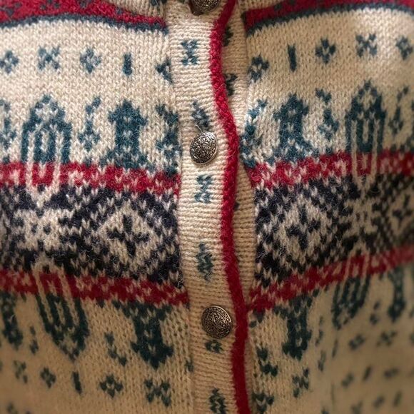 Vintage L.L. Bean Men's Sweater Vest Nordic Print Wool Blend Made in USA Size L - Picture 6 of 8